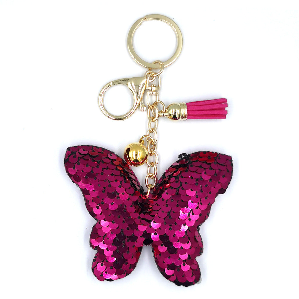 Wholesale PET Butterfly Tassel Bell Keychain